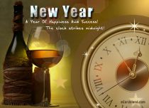 eCards New Year The Clock Strikes Midnight, The Clock Strikes Midnight