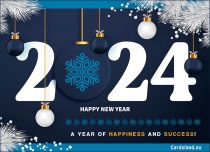 Free eCards, New Year's ecards - 2024 Year of Happiness and Success
