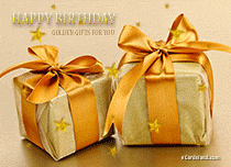 eCards Birthday Golden Gifts for You, Golden Gifts for You